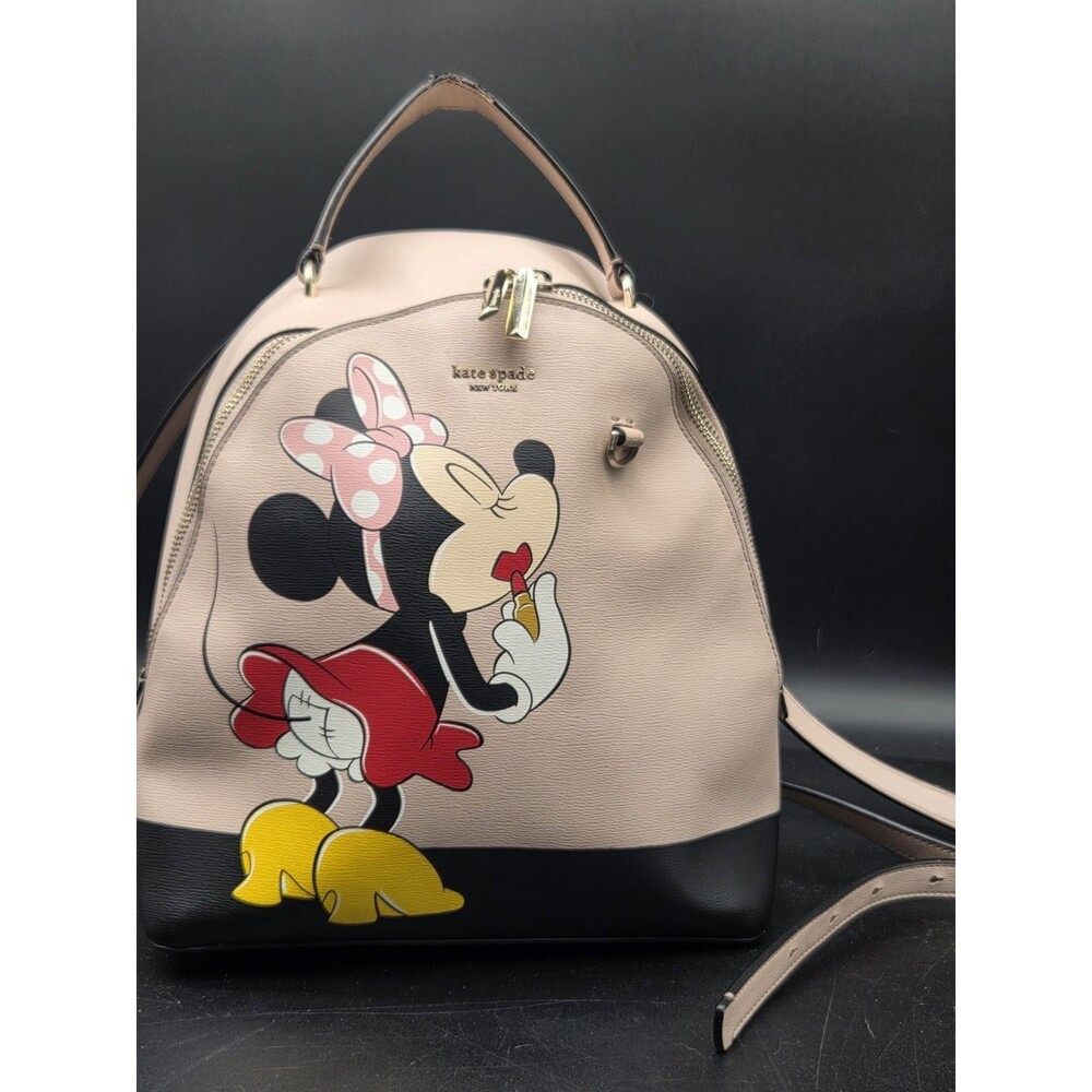Kate Spade x Disney Minnie Mouse Medium Black and Pink Backpack - Picture 4 of 16